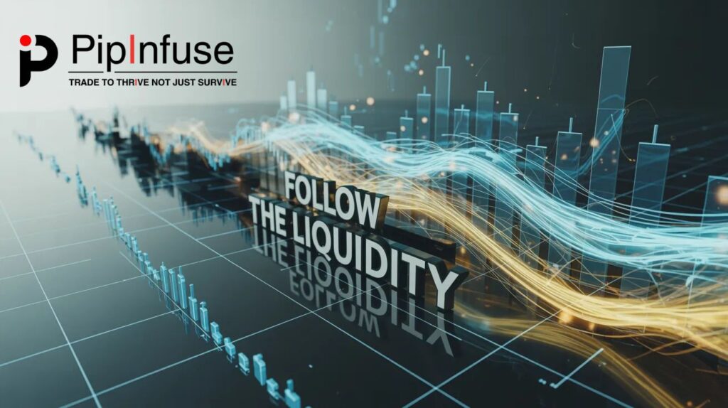 Winning quant strategies in forex trading showing liquidity and order flow with candlestick charts and gold market visualization